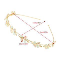 Flower Leaf Headband Rhinestone Hair Hoop for Women Girls