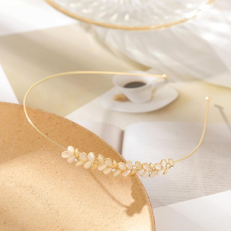 Flower Leaf Headband Rhinestone Hair Hoop for Women Girls