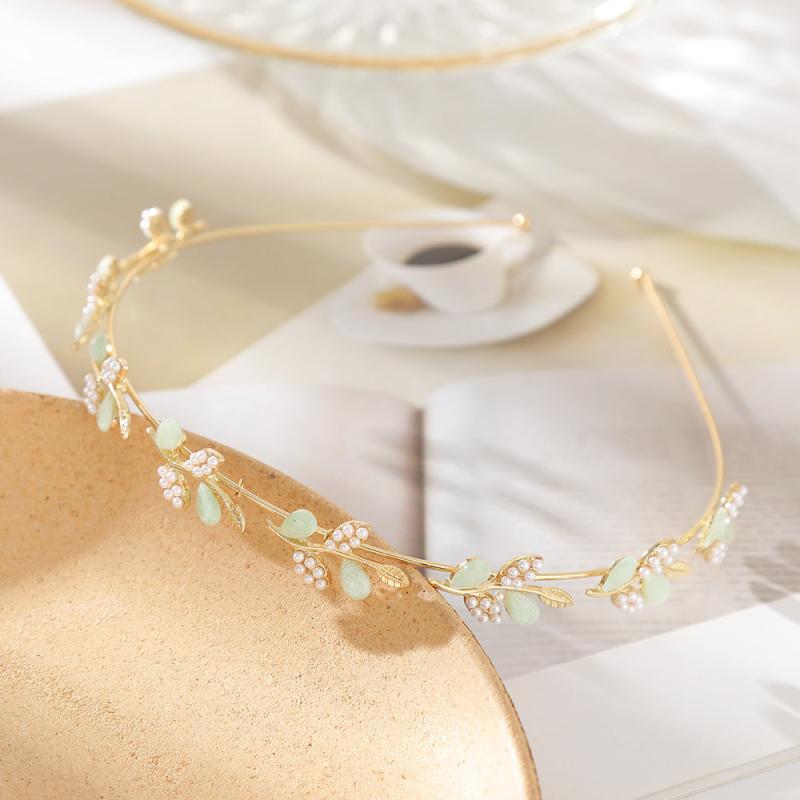 Flower Leaf Headband Rhinestone Hair Hoop for Women Girls