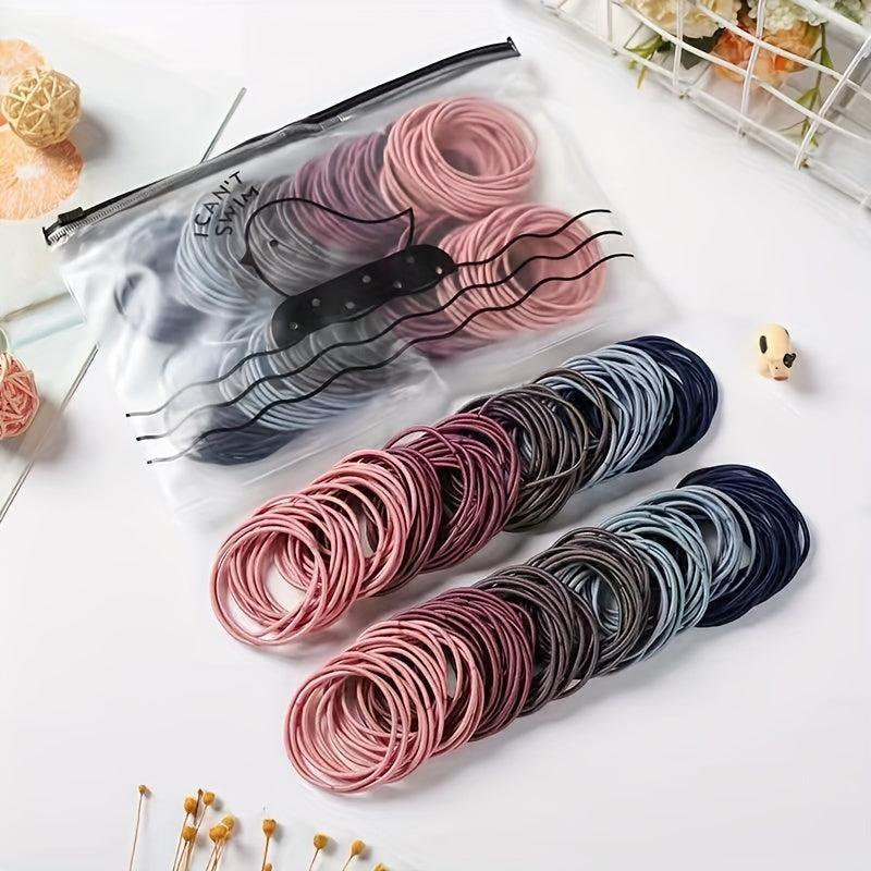 100PCS Thin Head Rope High Elasticity Small Rubber Band Ponytail Hair Tie
