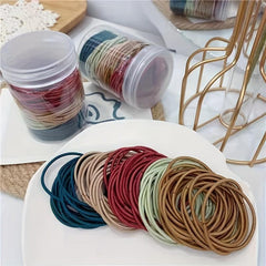 100PCS Thin Head Rope High Elasticity Small Rubber Band Ponytail Hair Tie