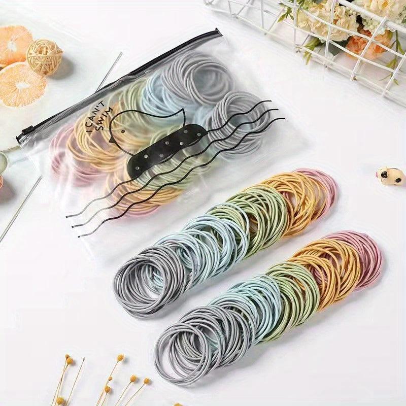 100PCS Thin Head Rope High Elasticity Small Rubber Band Ponytail Hair Tie