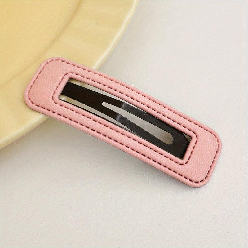 5pcs PU Leather Hair Clip Snap Clip Side Hair Bang Braids Women Girls Sweet