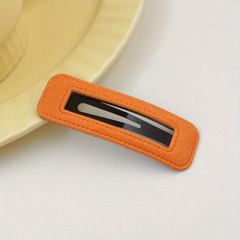 5pcs PU Leather Hair Clip Snap Clip Side Hair Bang Braids Women Girls Sweet