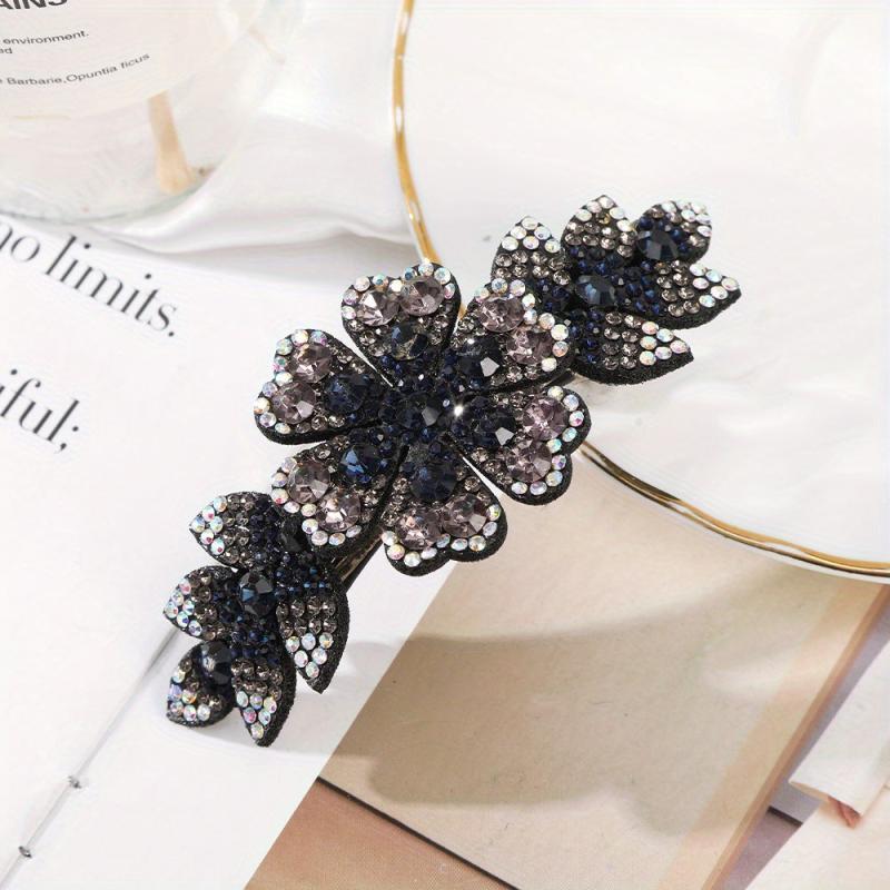 Rhinestone Flower Hair Clip Colorful Barrette Hair Accessories For Women