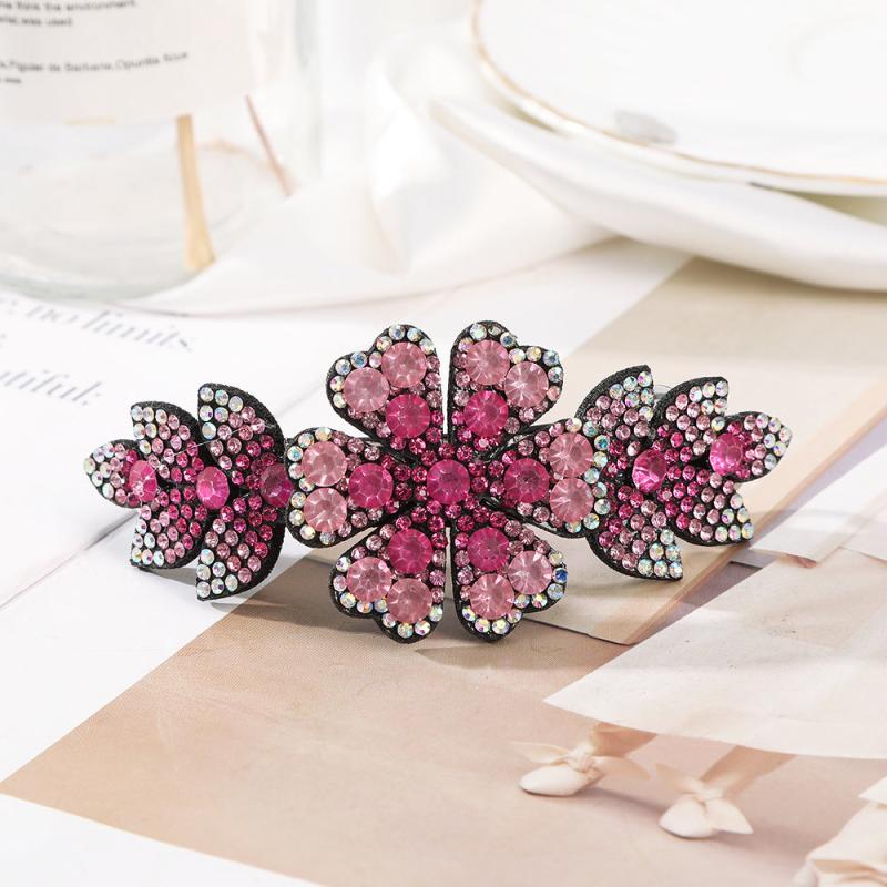 Rhinestone Flower Hair Clip Colorful Barrette Hair Accessories For Women