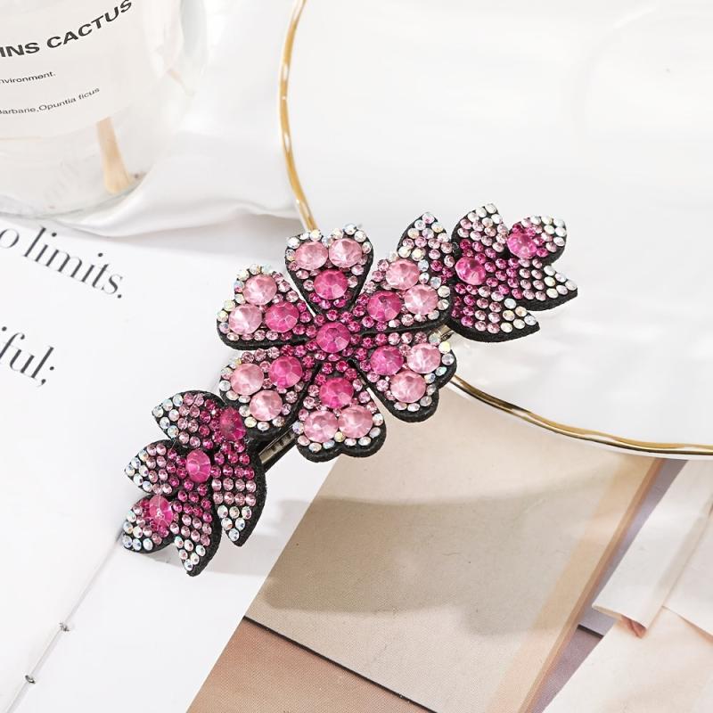 Rhinestone Flower Hair Clip Colorful Barrette Hair Accessories For Women