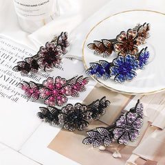 Rhinestone Flower Hair Clip Colorful Barrette Hair Accessories For Women