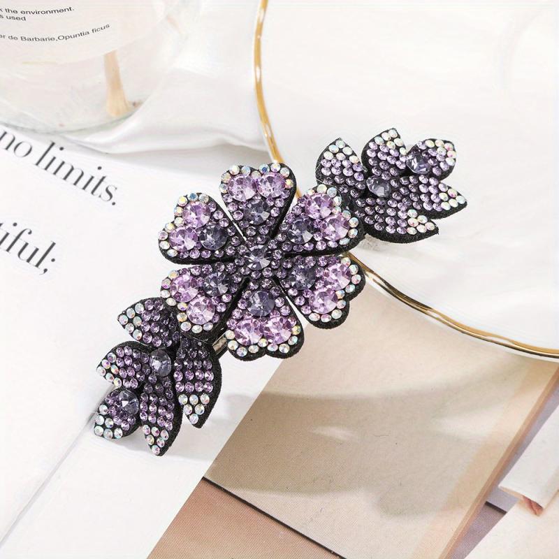 Rhinestone Flower Hair Clip Colorful Barrette Hair Accessories For Women