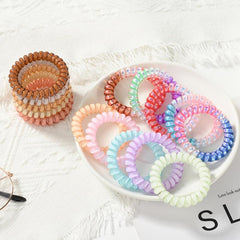 5pcs Spiral Hair Ties Plastic Elastics No Crease Coil Telephone Cord Small
