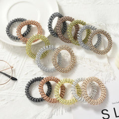 5pcs Spiral Hair Ties Plastic Elastics No Crease Coil Telephone Cord Small