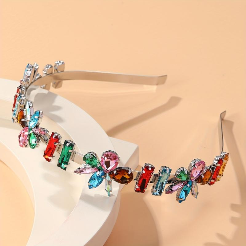 Colorful Rhinestone Alloy Hair Hoop for Daily Party Use