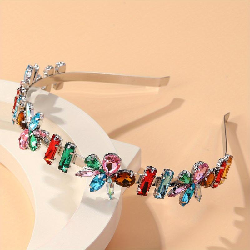 Colorful Rhinestone Alloy Hair Hoop for Daily Party Use