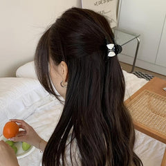 Bow Decor Hair Claw Two tone Banana Clip Hairgrip