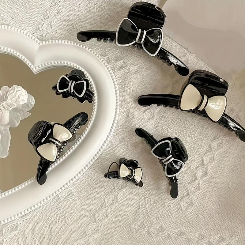 Bow Decor Hair Claw Two tone Banana Clip Hairgrip