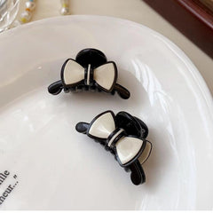 Bow Decor Hair Claw Two tone Banana Clip Hairgrip