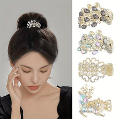Rhinestone & Pearl Hair Claw Banana Clip Bridal Wedding Headwear