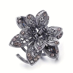 3pcs Flower Small Hair Claw Rhinestone Decor Hair Claw Clip