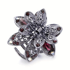 3pcs Flower Small Hair Claw Rhinestone Decor Hair Claw Clip
