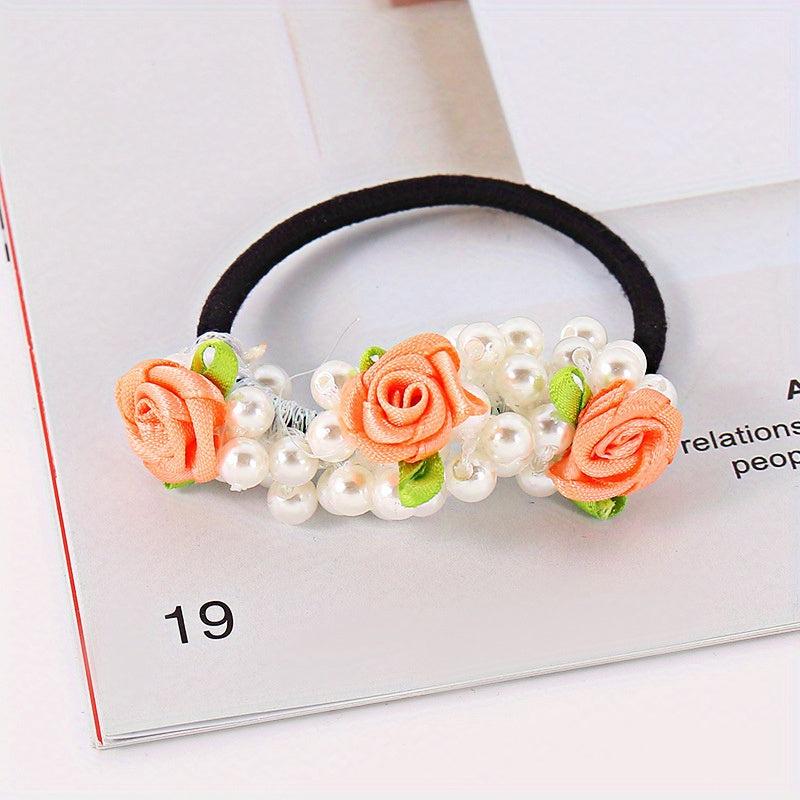 Faux Pearl Flower Hair Tie Ponytail Hair Rope Hair Accessories