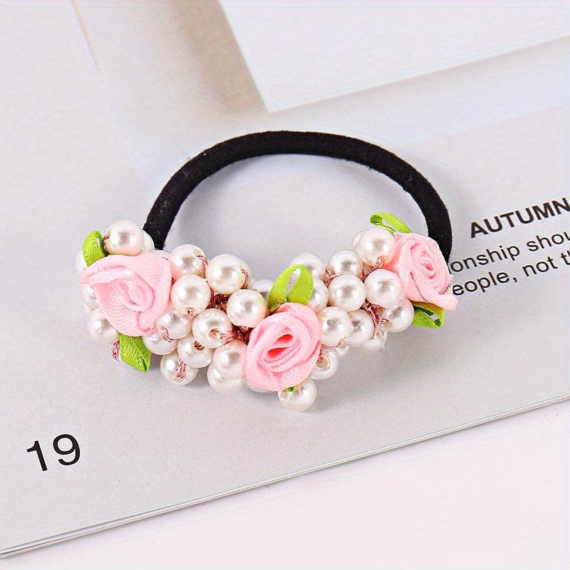 Faux Pearl Flower Hair Tie Ponytail Hair Rope Hair Accessories
