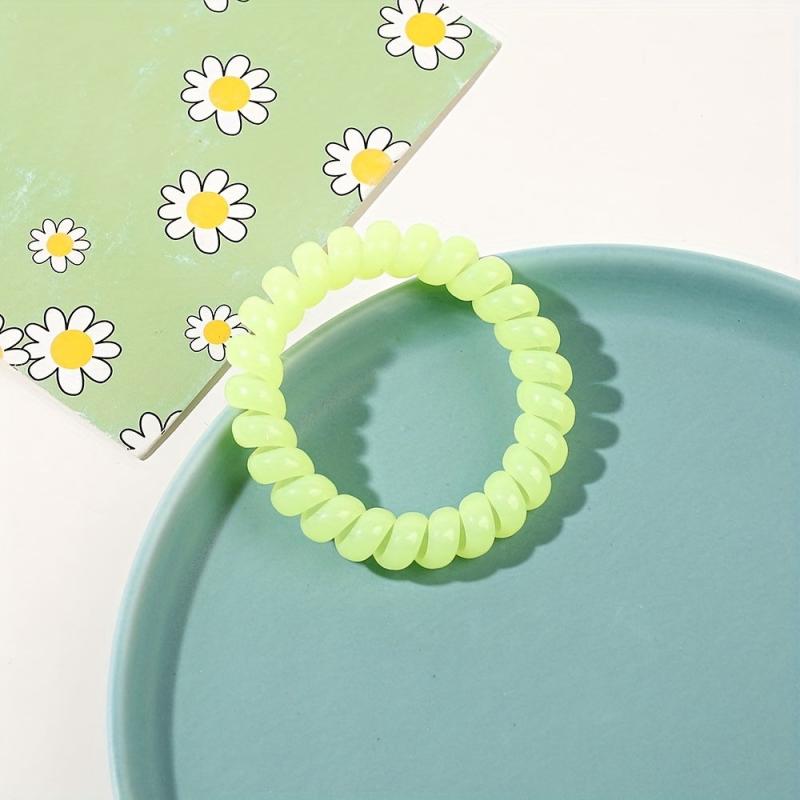 7pcs Resin Spiral Hair Tie Solid Coil Hair Ring