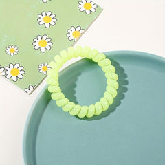 7pcs Resin Spiral Hair Tie Solid Coil Hair Ring