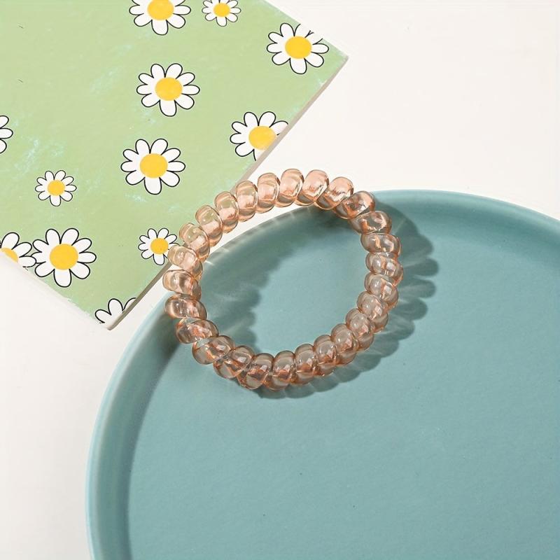7pcs Resin Spiral Hair Tie Solid Coil Hair Ring
