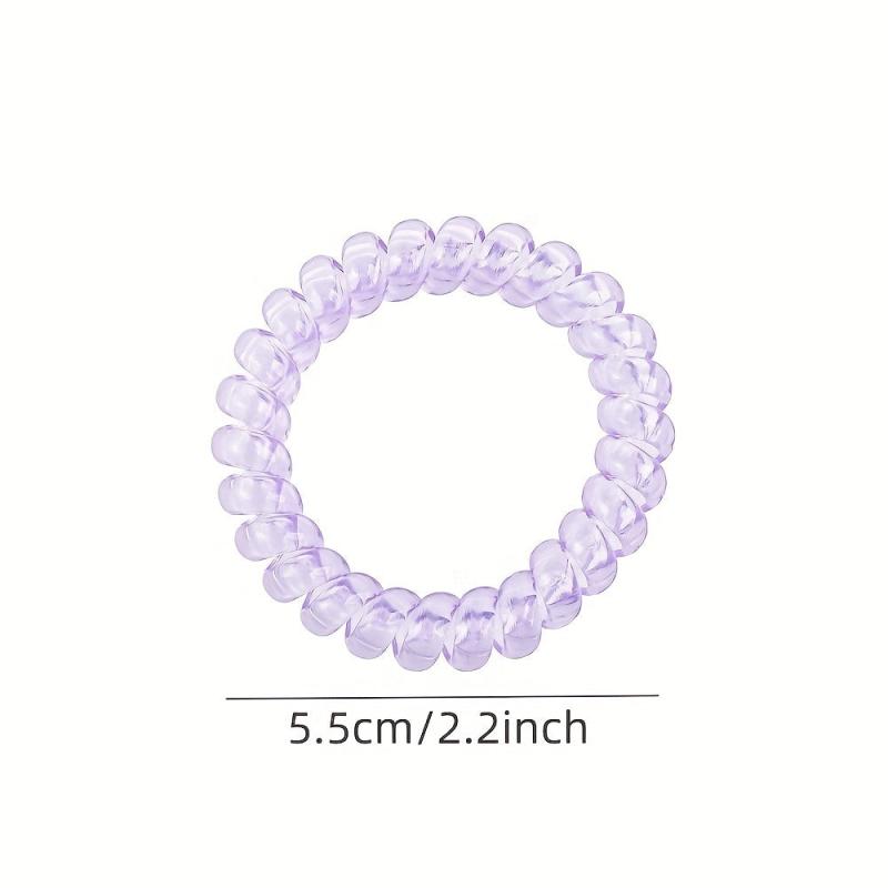 7pcs Resin Spiral Hair Tie Solid Coil Hair Ring