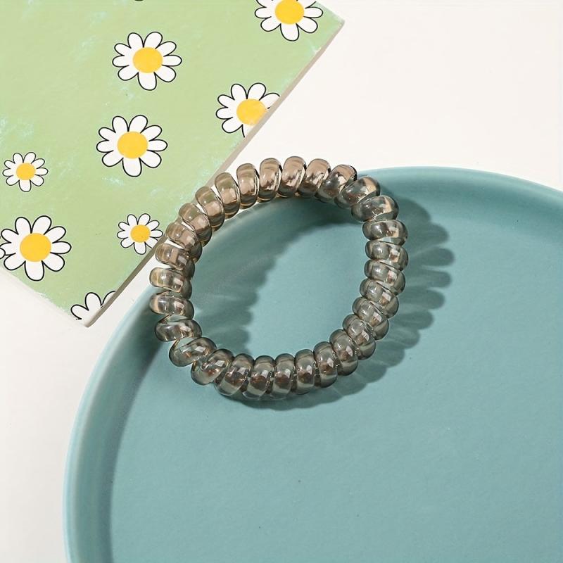 7pcs Resin Spiral Hair Tie Solid Coil Hair Ring