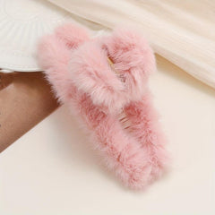 Plush Love Heart Hair Claw Clip Non Slip Strong Hold Grip Hair Jaw Clip