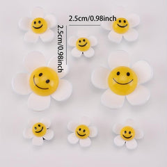 8pcs Cartoon Sunflower Shoe Charm Acrylic Shoe Buckle Clogs Shoe DIY Accessories
