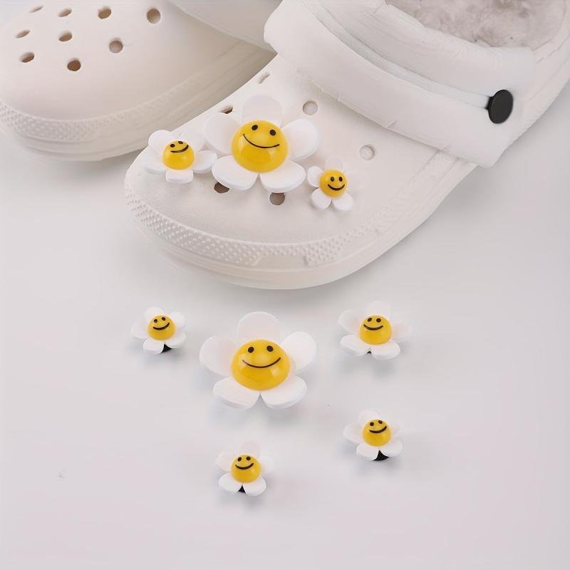 8pcs Cartoon Sunflower Shoe Charm Acrylic Shoe Buckle Clogs Shoe DIY Accessories