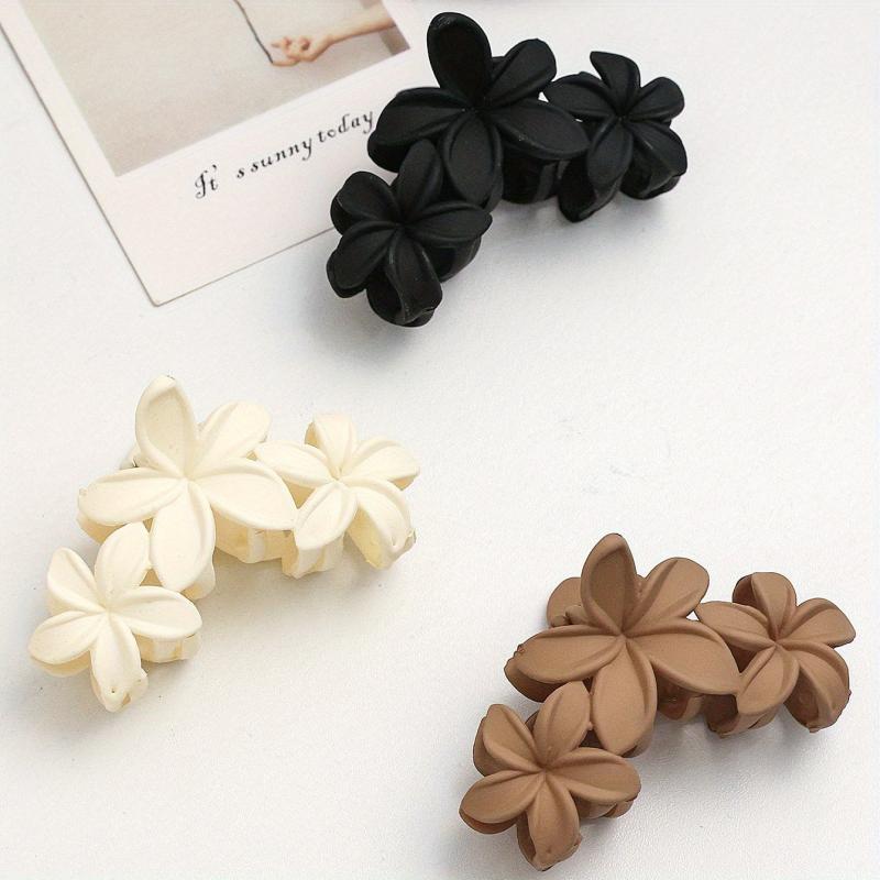 Hawaiian Flower Hair Claw Frangipani Ponytail Holder Shark Claw