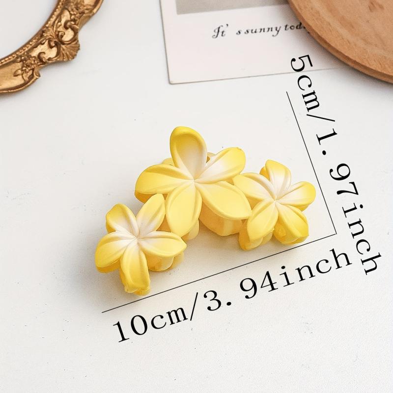 Hawaiian Flower Hair Claw Frangipani Ponytail Holder Shark Claw