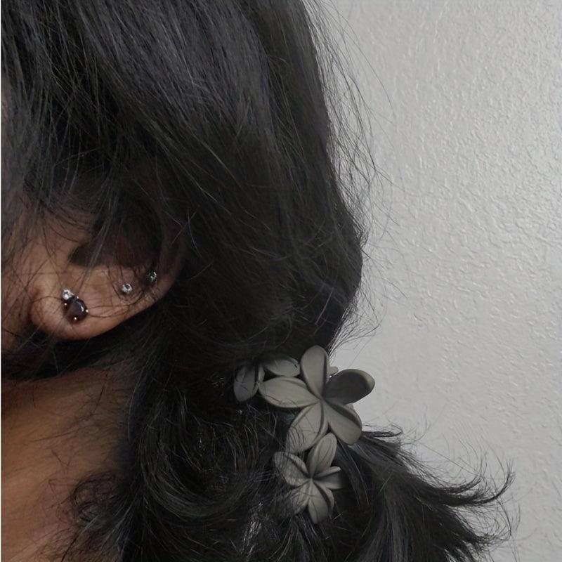 Hawaiian Flower Hair Claw Frangipani Ponytail Holder Shark Claw
