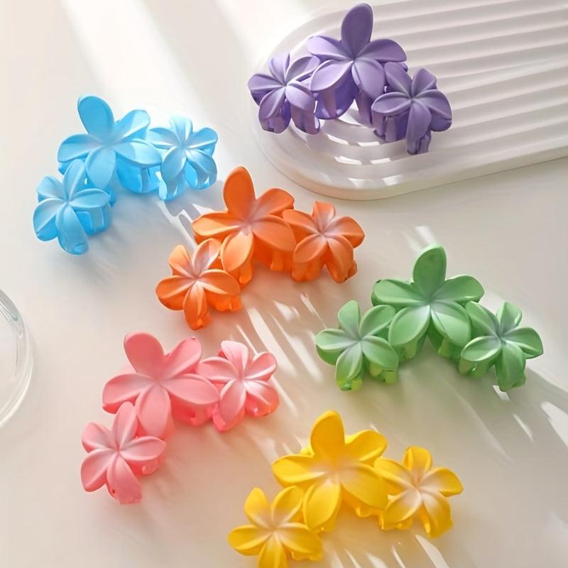 Hawaiian Flower Hair Claw Frangipani Ponytail Holder Shark Claw