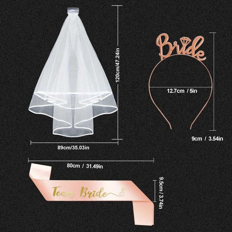 Bride To Be Sash Veil Comb Head Hoop Tattoos Bachelorette Night Party