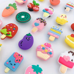 25pcs Cartoon Ice Cream Shoe Charm Cake Strawberry Clogs DIY Decoration