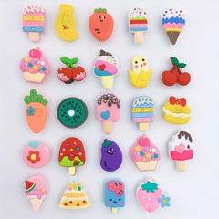 25pcs Cartoon Ice Cream Shoe Charm Cake Strawberry Clogs DIY Decoration