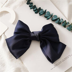 Big Satin Solid Bow Hair Clips Women Barrettes