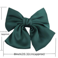Big Satin Solid Bow Hair Clips Women Barrettes