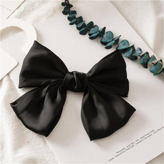 Big Satin Solid Bow Hair Clips Women Barrettes