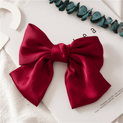Big Satin Solid Bow Hair Clips Women Barrettes