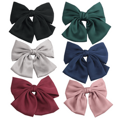 Big Satin Solid Bow Hair Clips Women Barrettes
