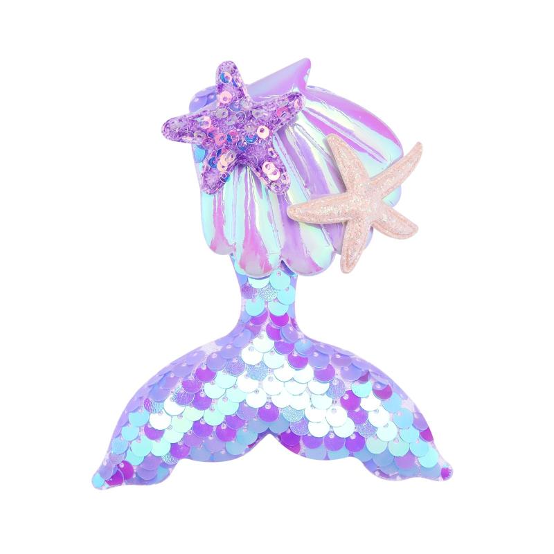 Mermaid Tail Hair Clip Pin Sequins Fish Tail Hairpin Starfish Shell Hair Accesso