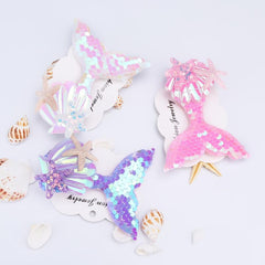 Mermaid Tail Hair Clip Pin Sequins Fish Tail Hairpin Starfish Shell Hair Accesso