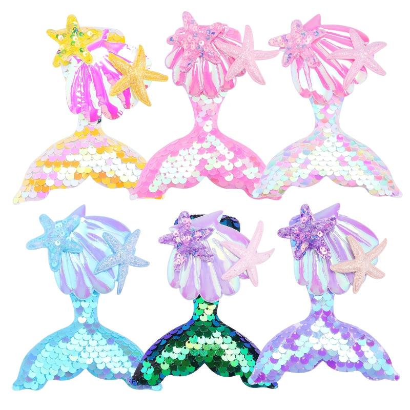 Mermaid Tail Hair Clip Pin Sequins Fish Tail Hairpin Starfish Shell Hair Accesso