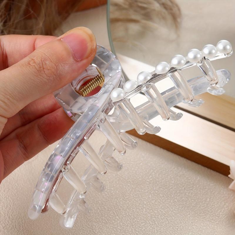 Acetate Hair Claw Faux Pearl Ponytail Holder Hair Accessories