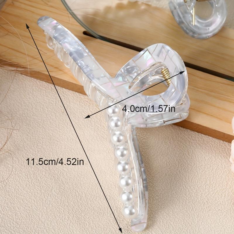 Acetate Hair Claw Faux Pearl Ponytail Holder Hair Accessories